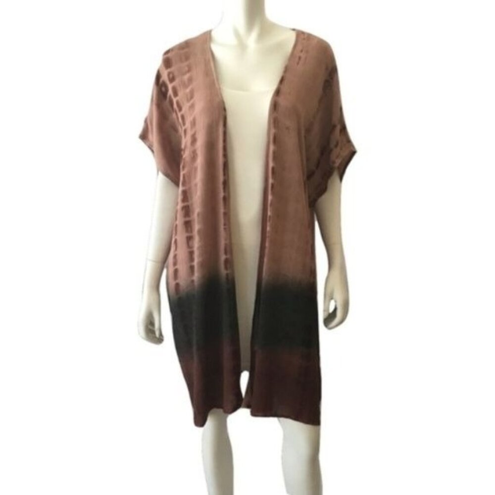 Boho Tie-Dye Open Front Kimono Cardigan